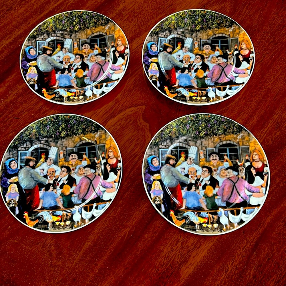 Set of 4 Guy Buffet appetizer plates by Santa Barbara Ceramic Design
